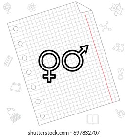 Web line icon. Gender symbol, Symbols of men and women