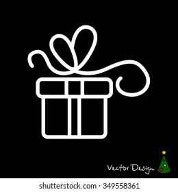 Web line icon. Gift, festive box.