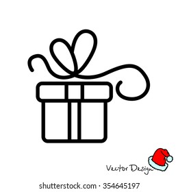 Web line icon. Gift, festive box.
