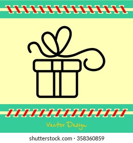 Web line icon. Gift, festive box.
