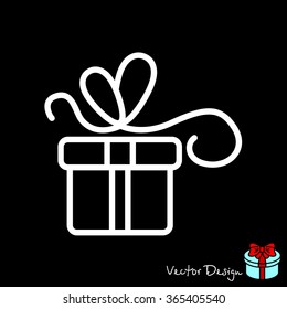 Web line icon. Gift, festive box.