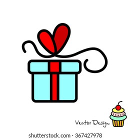Web line icon. Gift, festive box.