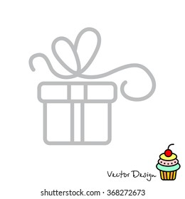 Web line icon. Gift, festive box.
