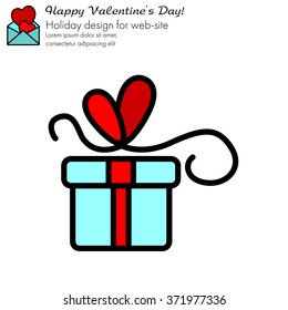 Web line icon. Gift, festive box.