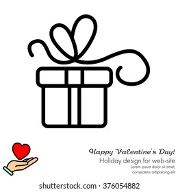 Web line icon. Gift, festive box.