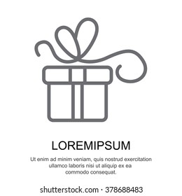 Web line icon. Gift, festive box.