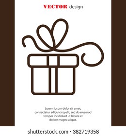 Web line icon. Gift, festive box.