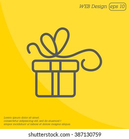 Web line icon. Gift, festive box.
