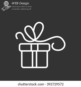 Web line icon. Gift, festive box.