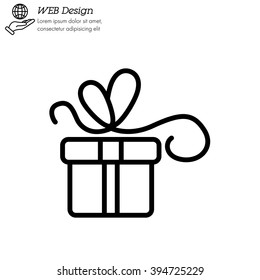 Web line icon. Gift, festive box.