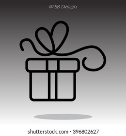 Web line icon. Gift, festive box.