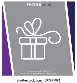 Web line icon. Gift, festive box.