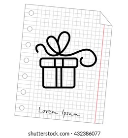 Web line icon. Gift, festive box.