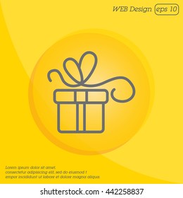Web line icon. Gift, festive box.