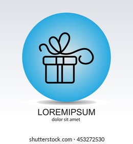 Web line icon. Gift, festive box.