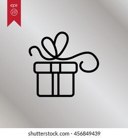 Web line icon. Gift, festive box.