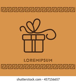 Web line icon. Gift, festive box.