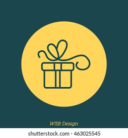 Web line icon. Gift, festive box.