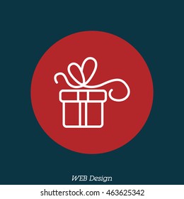 Web line icon. Gift, festive box.