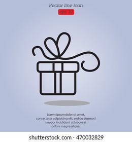 Web line icon. Gift, festive box.