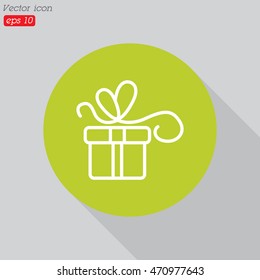 Web line icon. Gift, festive box.