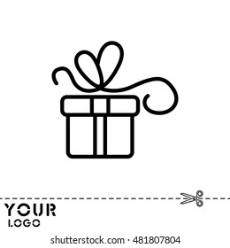 Web line icon. Gift, festive box.