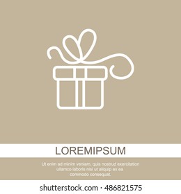 Web line icon. Gift, festive box.