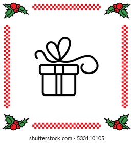 Web line icon. Gift, festive box.