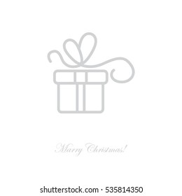 Web line icon. Gift, festive box.