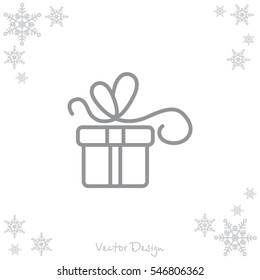 Web line icon. Gift, festive box.