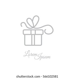 Web line icon. Gift, festive box.