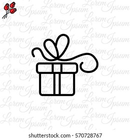 Web line icon. Gift, festive box.