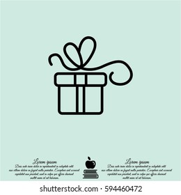 Web line icon. Gift, festive box.