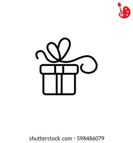 Web line icon. Gift, festive box.