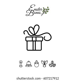Web line icon. Gift, festive box.