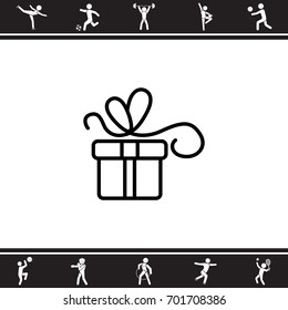 Web line icon. Gift, festive box.