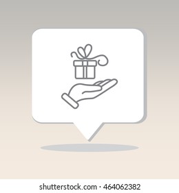 Web line icon. Gift in hand