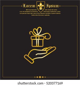 Icono de línea Web. Regalo en mano