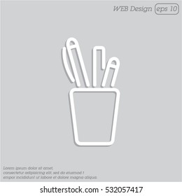 Web line icon. A glass of pens and pencils