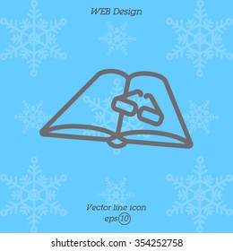 Web line icon. Glasses and book