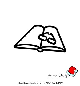 Web line icon. Glasses and book