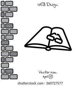Web line icon. Glasses and book