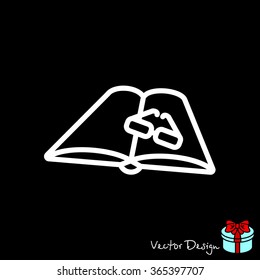 Web line icon. Glasses and book