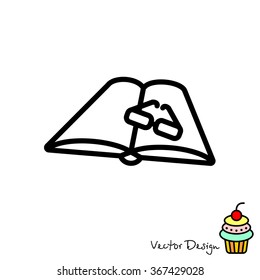 Web line icon. Glasses and book