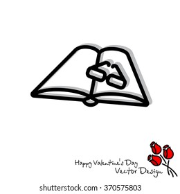 Web line icon. Glasses and book
