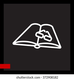 Web line icon. Glasses and book