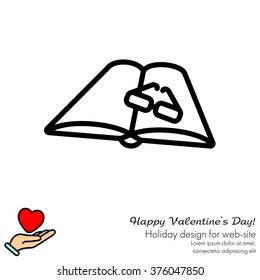 Web line icon. Glasses and book