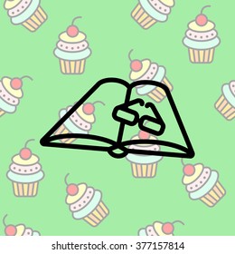 Web line icon. Glasses and book
