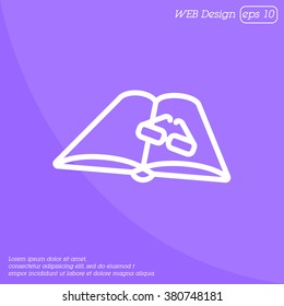 Web line icon. Glasses and book