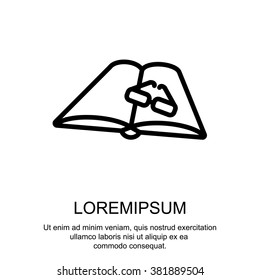Web line icon. Glasses and book
